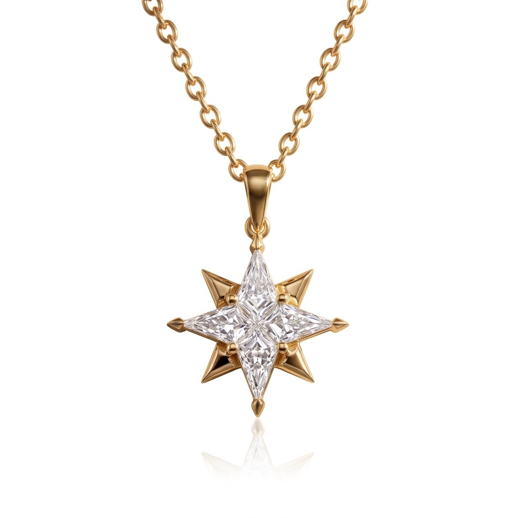 North Star Pendant 01 North Star Pendant, diamond North Star pendant in gold, TOWIKA
