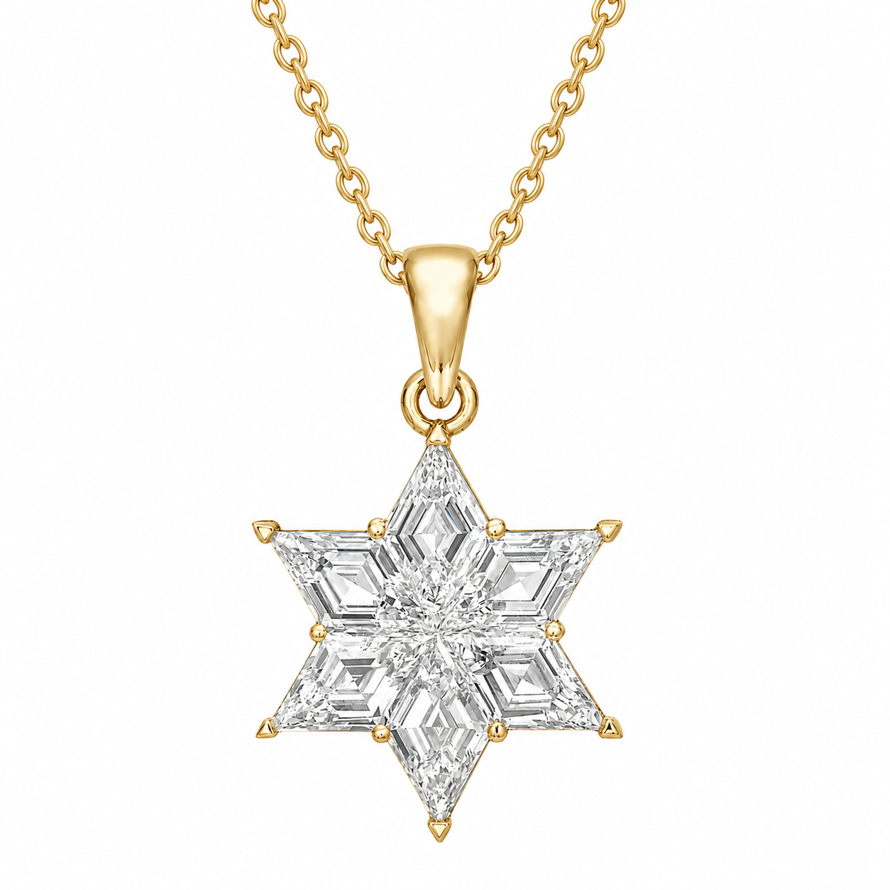 Star of David Pendant 01 Star of David Pendant, lozenge cut diamond Star of David pendant in gold, TOWIKA