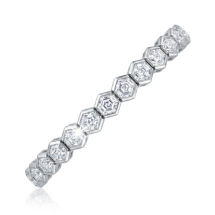Hexagon Tennis Bracelet, hexagon step cut diamond tennis bracelet in gold, TOWIKA