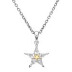 Two Tone Five Point Star Pendant, kite cut diamond five point star pendant with gold center, TOWIKA