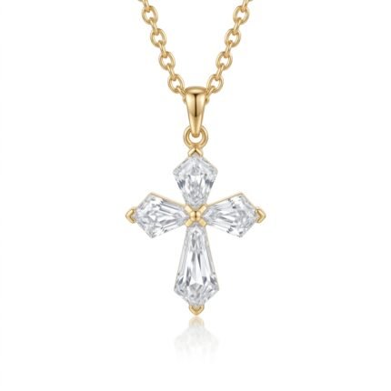 Kite Cross diamond pendant in 18K yellow gold