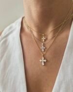 Kite Cross Pendant, kite cut diamond cross pendant in gold, view 8