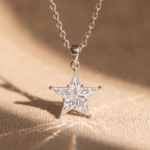 Five Point Star Pendant, kite cut diamond five point star pendant in gold, view 2