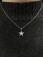 Five Point Star Pendant, kite cut diamond five point star pendant in gold, view 4