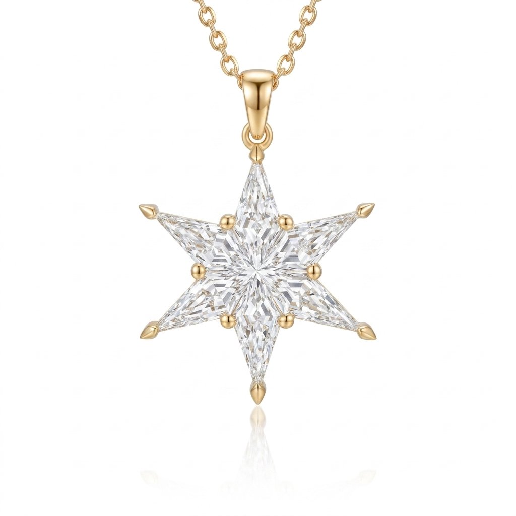 Six Point Star Pendant 01 Six Point Star Pendant, kite cut diamond six point star pendant in gold, TOWIKA