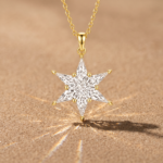 Six Point Star Pendant, kite cut diamond six point star pendant in gold, view 3