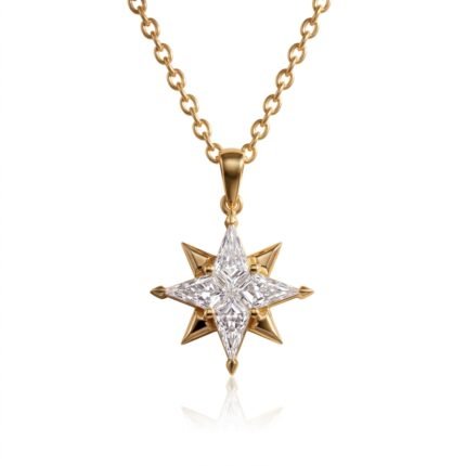 North Star Pendant, diamond North Star pendant in gold, view 2