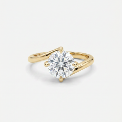 Round Bypass Engagement Ring, round diamond bypass engagement ring in gold, TOWIKA