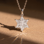 Star of David Pendant, lozenge cut diamond Star of David pendant in gold, view 4