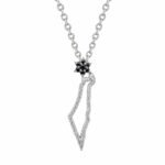 Israel Map Necklace, Israel map diamond necklace with Star of David in white gold, TOWIKA