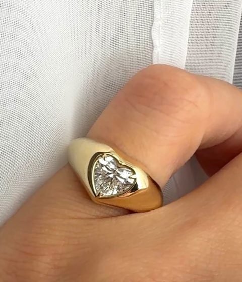 Heart Signet Ring worn on the hand